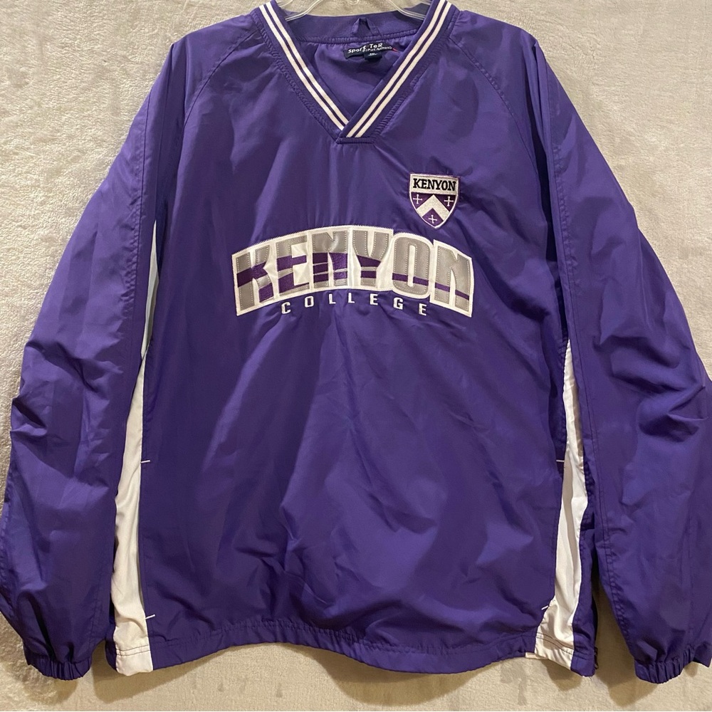 Kenyon College Jacket Men’s 2XL Purple Vneck Pullover Lined Sport Tek